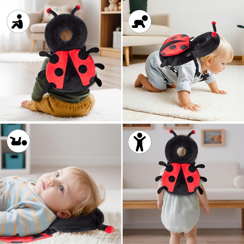 NICE CHOICE Baby Head Back Protector Backpack Toddler Safety Protector Cushion Pad Soft, Adjustable and Lightweight Design for Safe Walking and Crawling Toddlers Girls and Boys(Ladybug) - Image 4